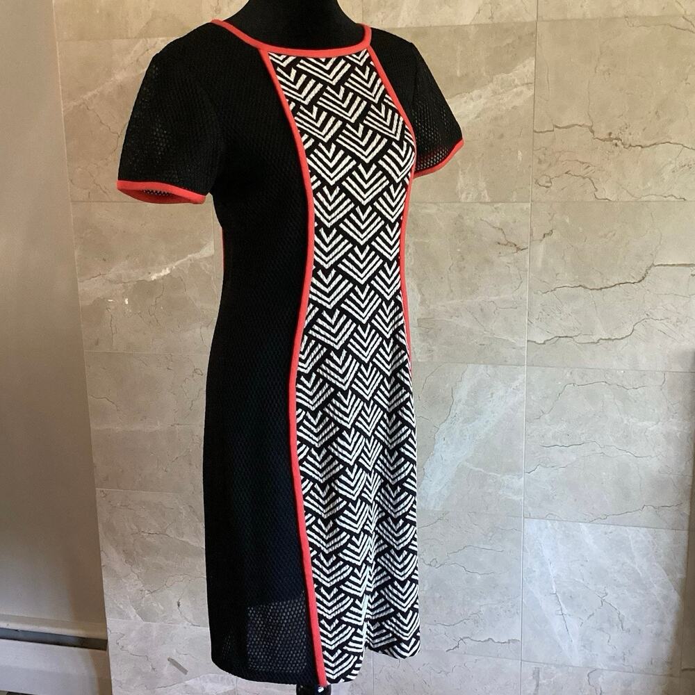 Yoana Baraschi Runway Dress 6 Black White Geometric Mesh Panel Colorblock Fall - Picture 3 of 11